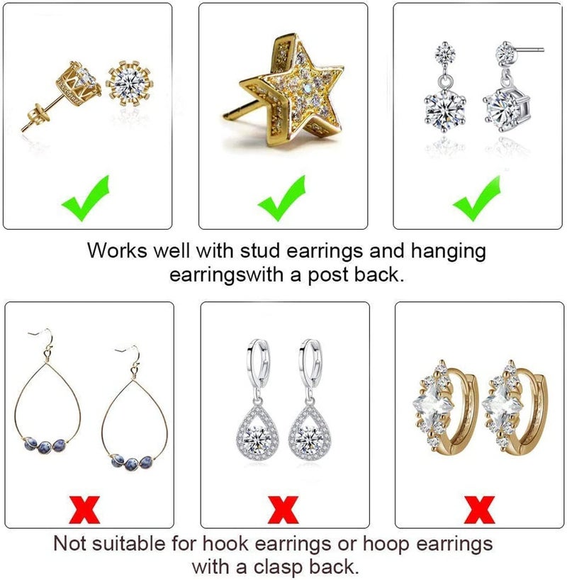 DELECOE Earring Lifters Hypoallergenic Earring Backs for Droopy Ears Adjustable 14K Gold Plated Secure Backs Repacements for Heavy Studs Droopy Earrings (Silver) - Image 4